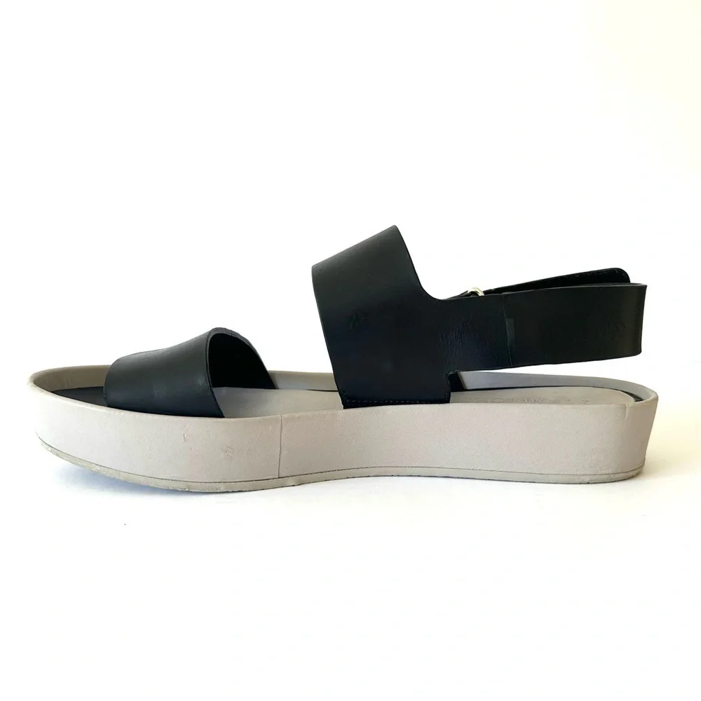 VINCE Marett Sandal Minimalist Platform Shoe Black Gray Leather Size EU 38 US 8